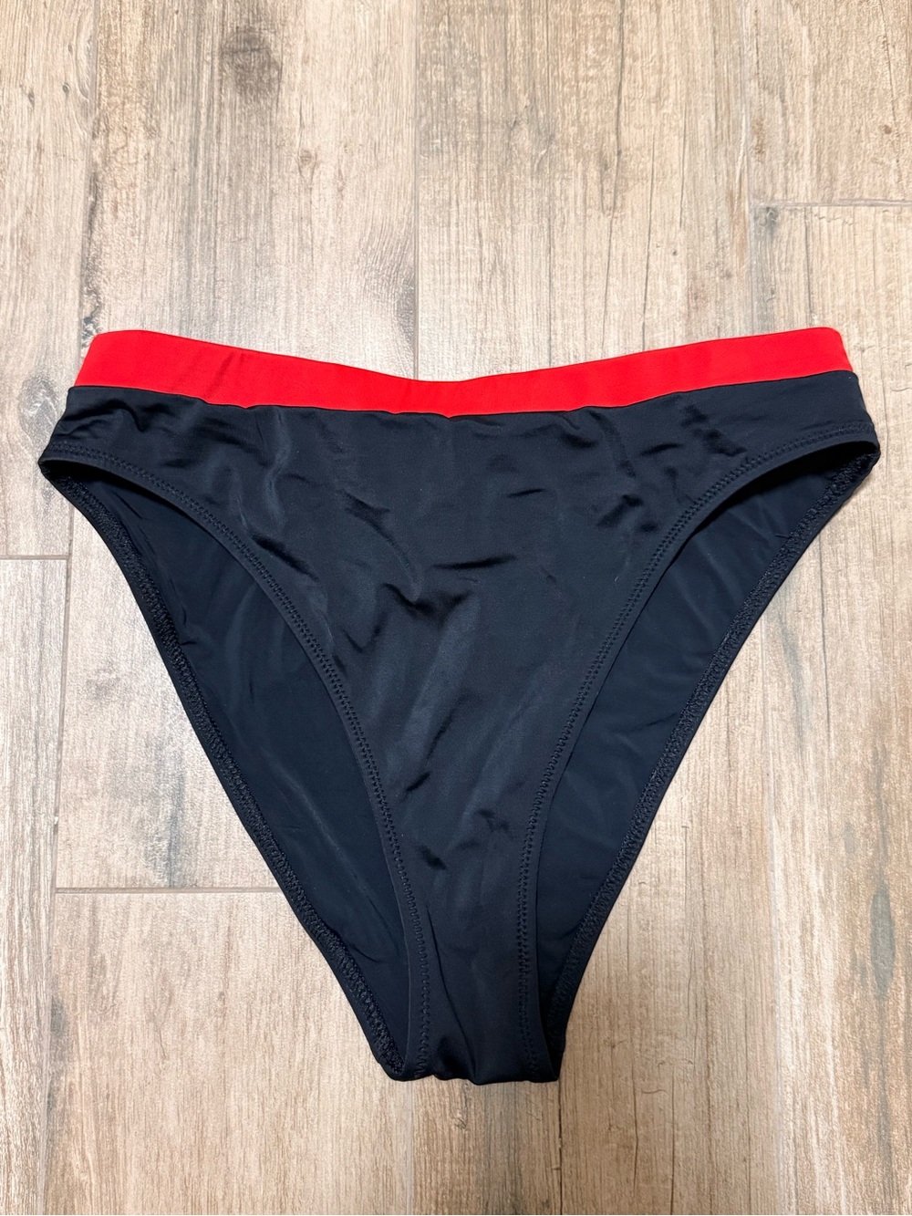Re/Done black bikini bottoms with red waistband size large